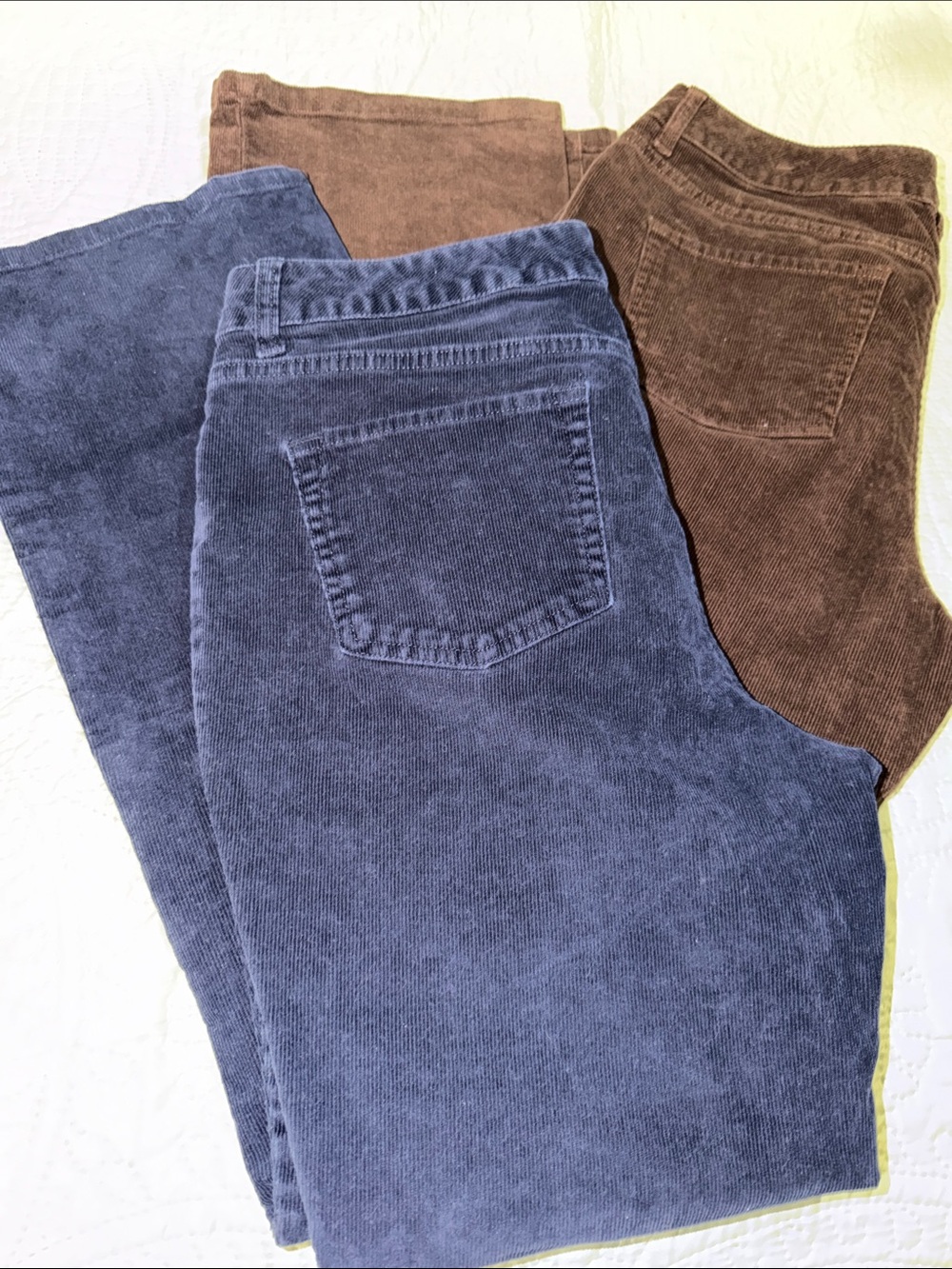 2 Pair Corduroy Pants St. John’s Bay Brown & Blue size 14P straight fit Boot cut